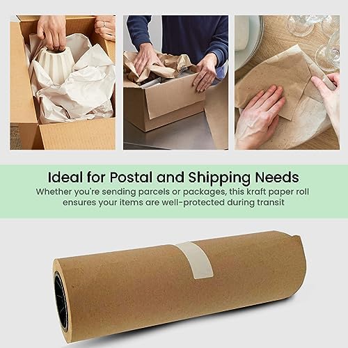 Brown Kraft Paper Roll, Thick 80-lb Paper, 17.5" x 150' - 1 Roll