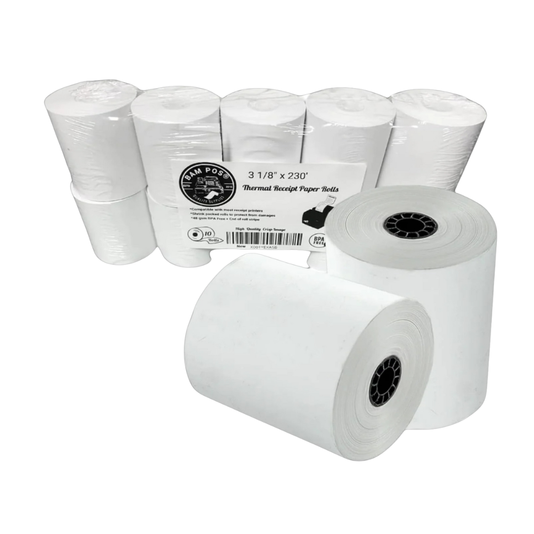 3 1/8" x 230' Thermal Receipt Paper - 10 Rolls