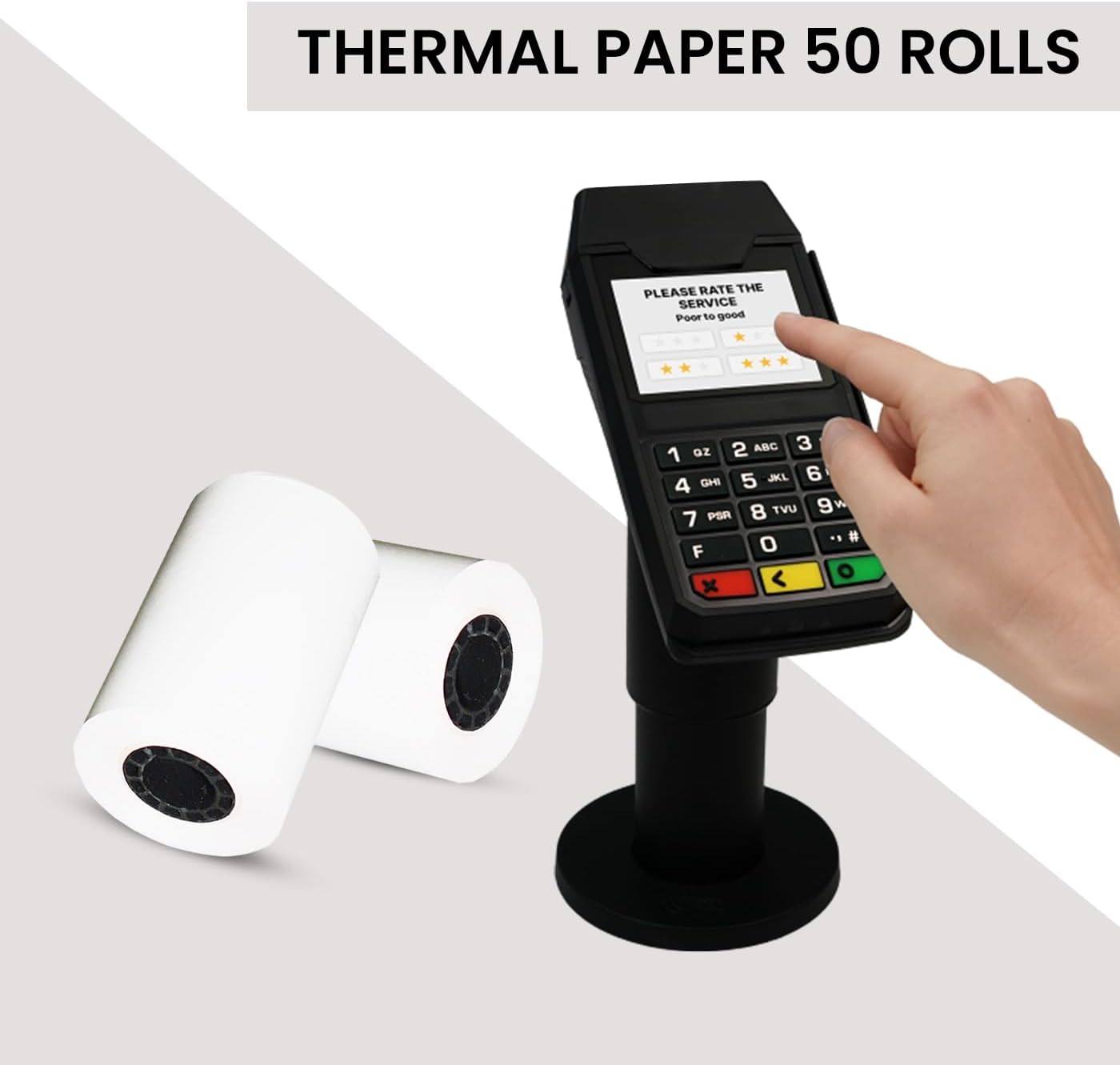 1-Ply Thermal Paper - 2-1/4 x 50' - Compatible With Ingenico ICT 200/220/250, Verifone VX 520, Hypercom, Nurit Machines - BPA Free, Clear & Crisp Images - 50 Rolls