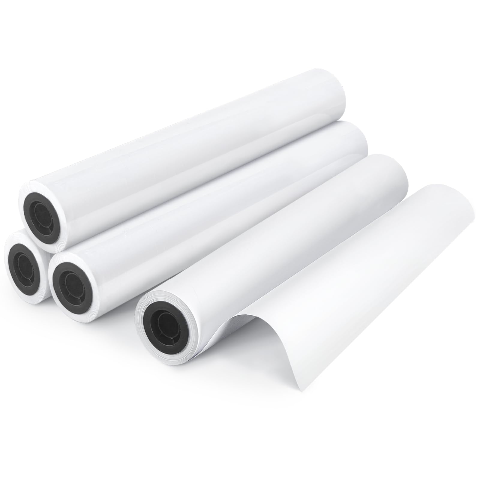 Plotter Paper 24"x 150' Wide Format Blueprint Paper, 4 Rolls, Goefun 20lb CAD Bond Rolls on 2" Core for CAD Printing on Inkjet Printers