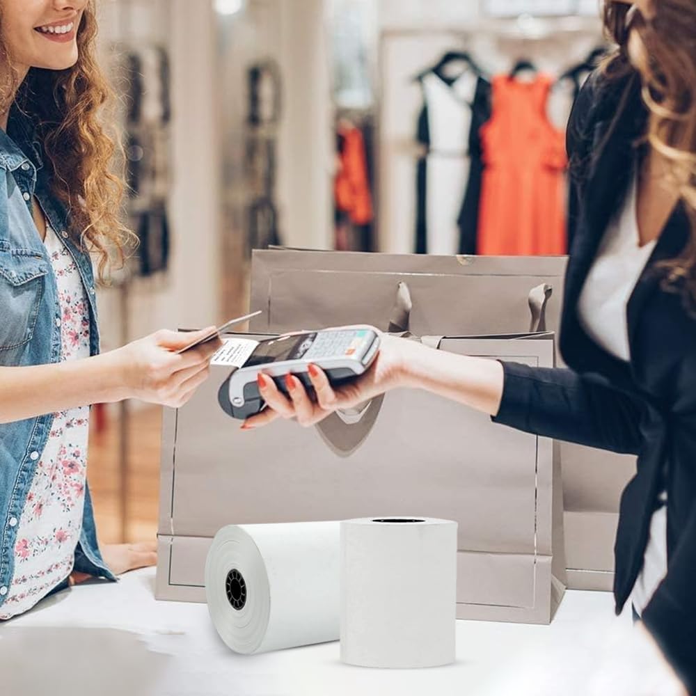 Thermal Receipt Paper - BPA Free, Shrink Wrapped Rolls - Compatible With Clover Mini, Mobile, First Data FD130, FD50, FD55, Verifone Omni 3200, 3210, 3300 - Pack of 10 Rolls