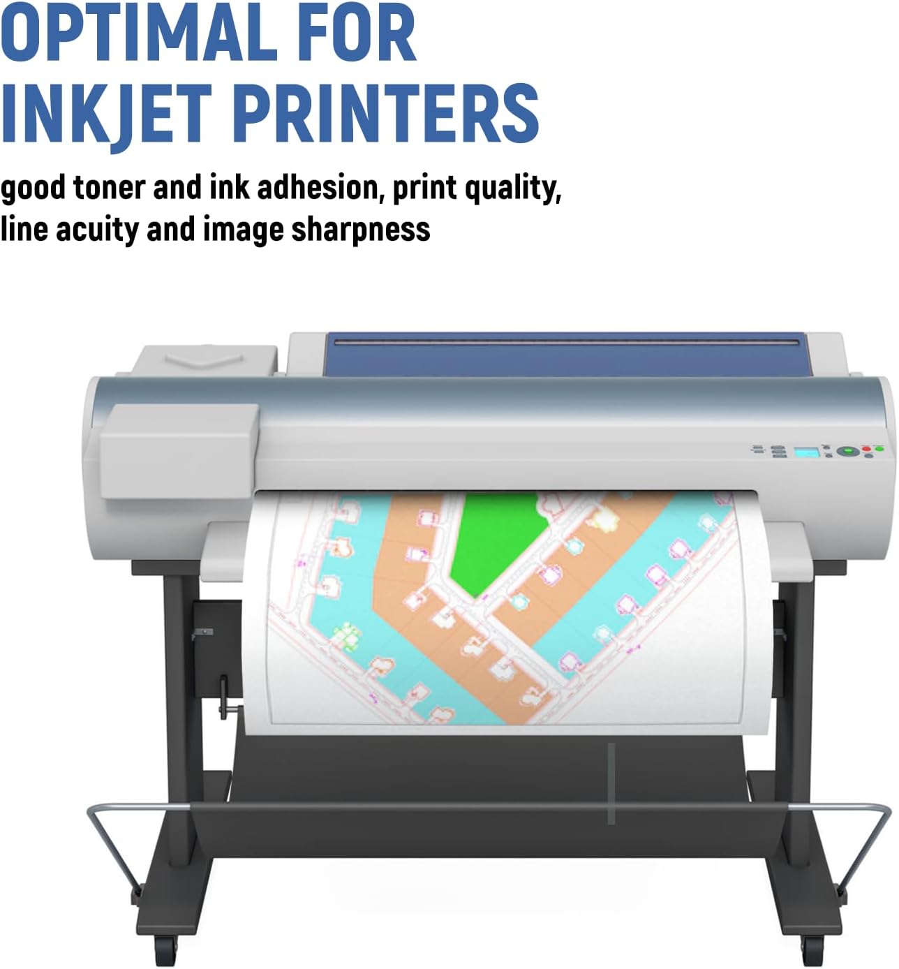 Plotter Paper 24"x 150' Wide Format Blueprint Paper, 4 Rolls, Goefun 20lb CAD Bond Rolls on 2" Core for CAD Printing on Inkjet Printers