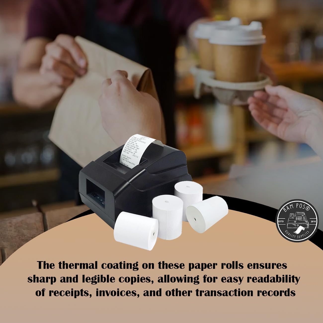 3 1/8 x 190 Thermal Receipt Paper Rolls For Most POS Systems and Receipt Printers, Compatible With Clover Station, Square Station, Toast Station, TM-T88, TSP Series (30 Rolls)