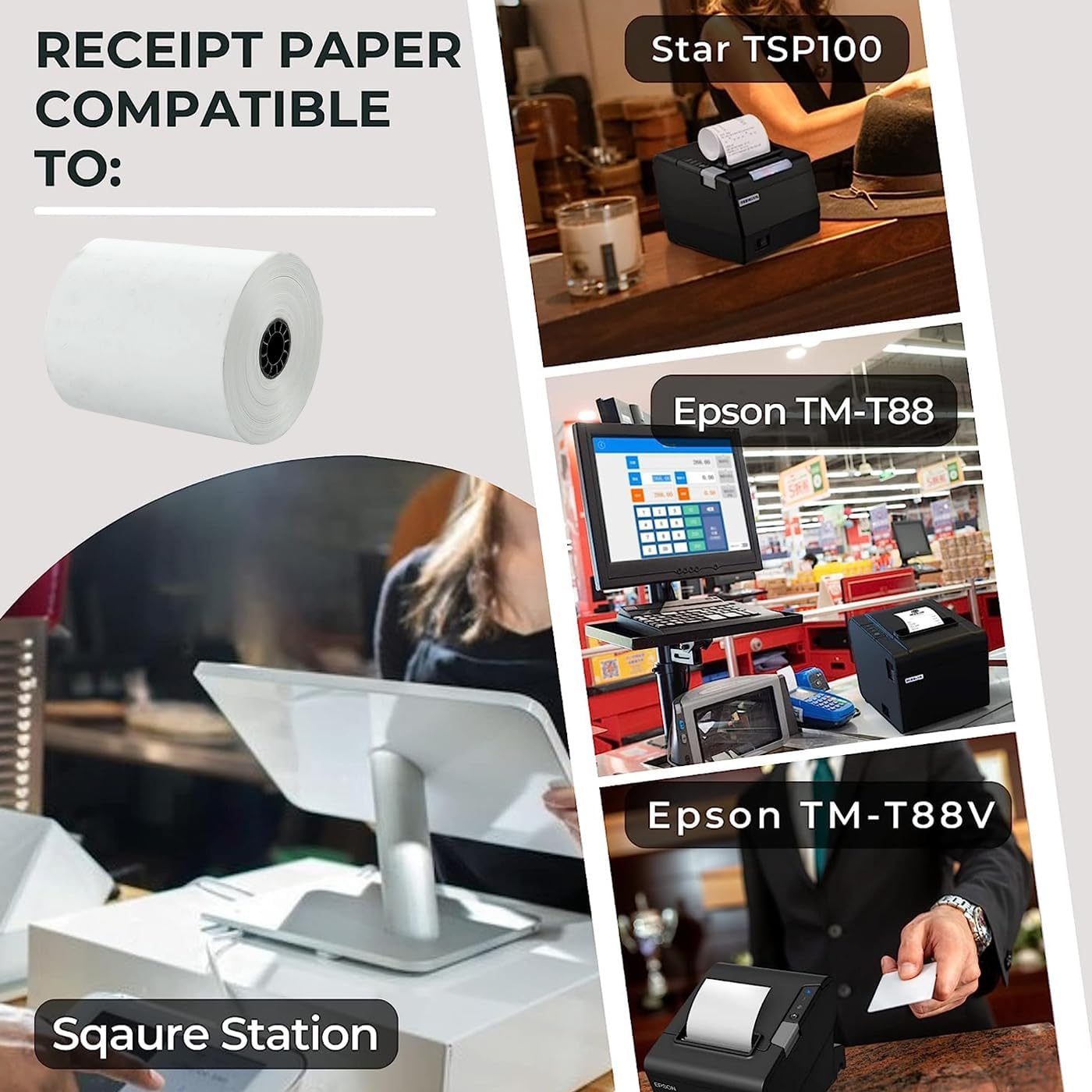 3-1/8" x 230 Thermal Paper Rolls - 48 GSM, Bright White, BPA Free - Easy to Use - Pack of 50 Rolls Per Case