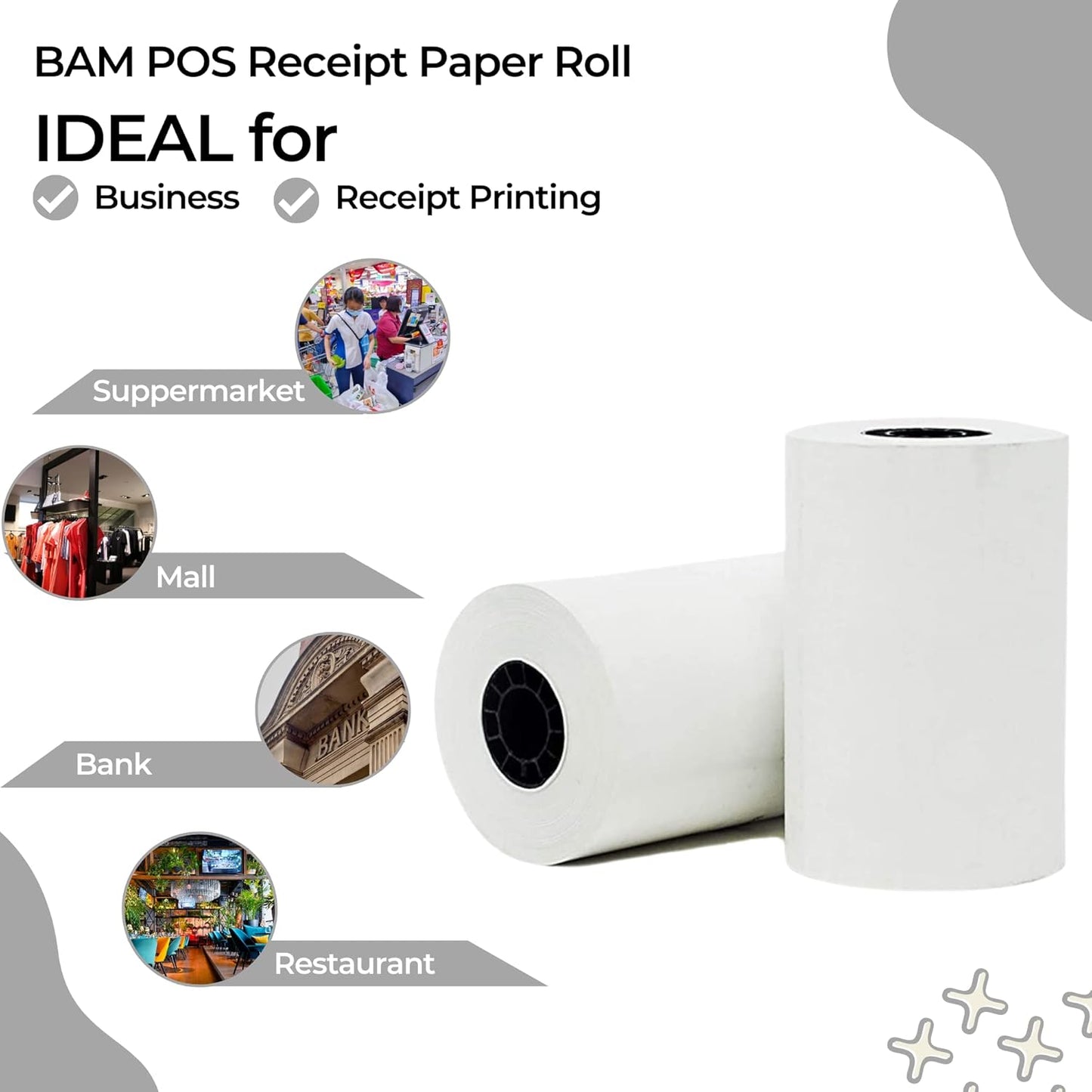 Thermal Receipt Paper - BPA Free, Shrink Wrapped Rolls - Compatible With Clover Mini, Mobile, First Data FD130, FD50, FD55, Verifone Omni 3200, 3210, 3300 - Pack of 10 Rolls