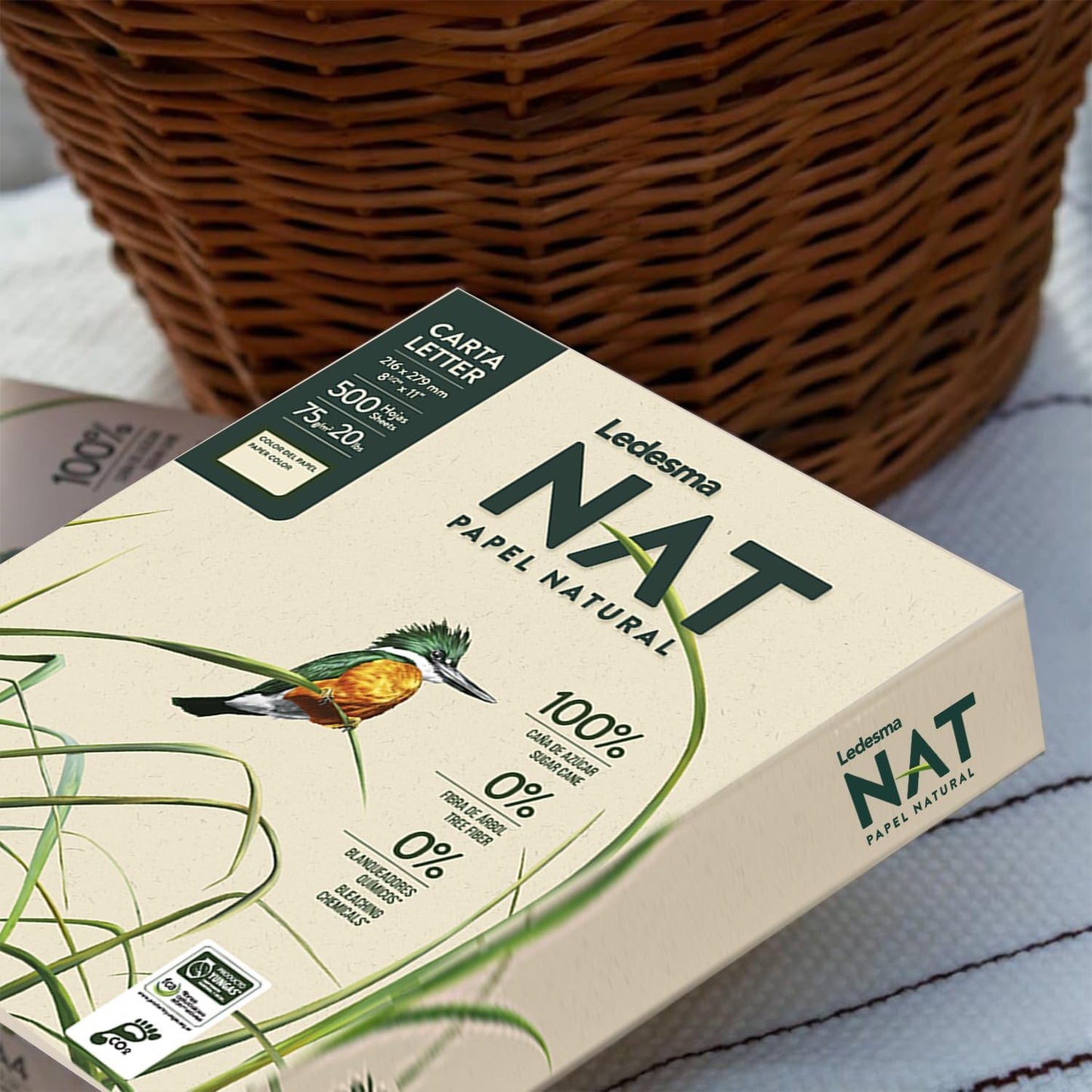 Ledesma NAT, Letter Size (8.5"x11") Natural Sugarcane Pulp Printer Paper, for All Office and Photocopy Printers, Designs, Crafts (3 Reams (1500 Sheets))