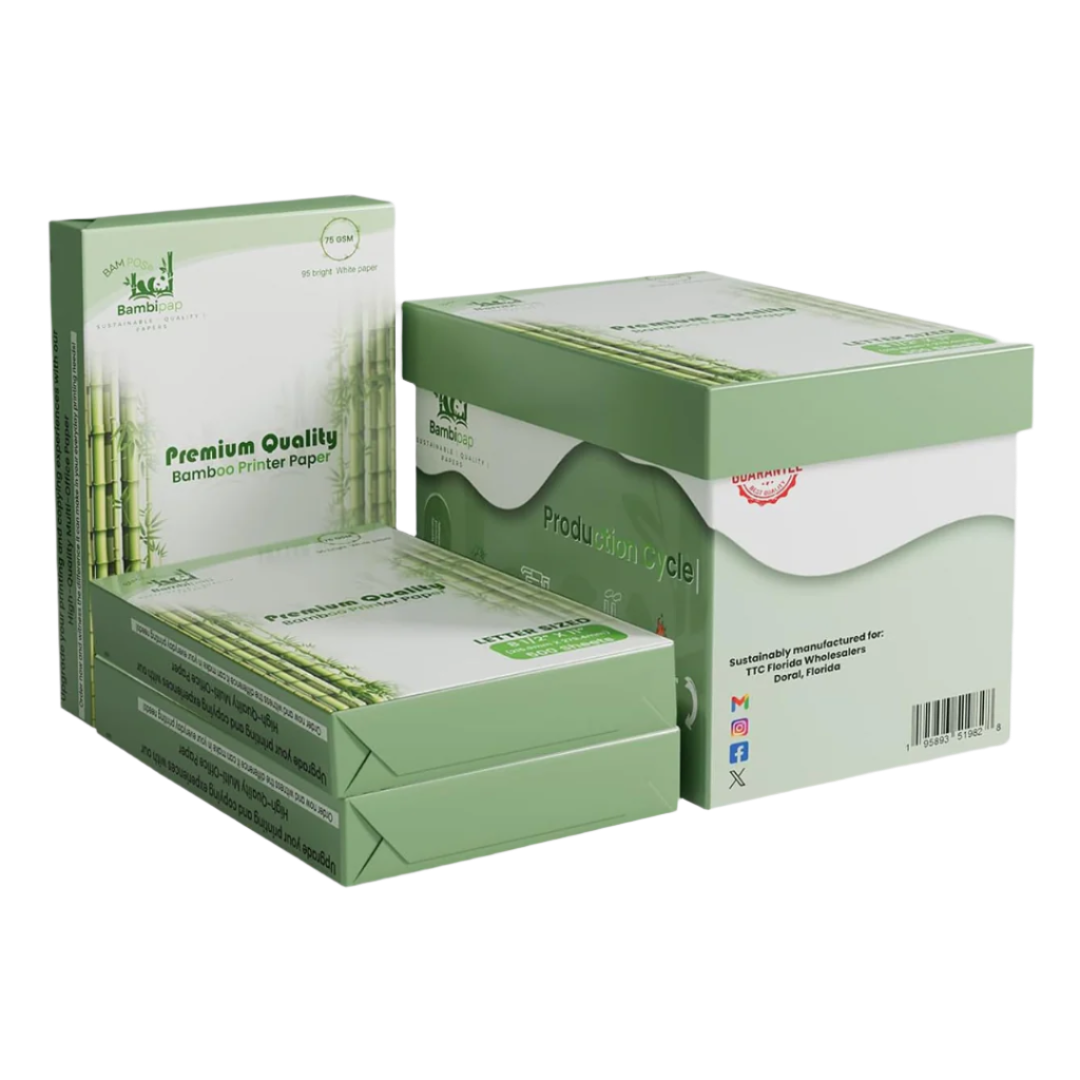 Bamboo - White Multipurpose 20 lb Paper - Letter Sized 8.5” x 11" - 3 reams