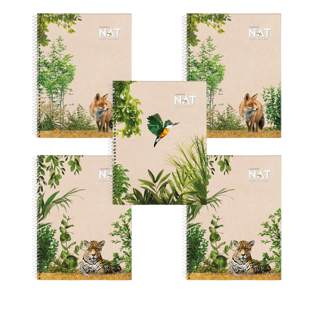 Spiral Notepad 8.7x11.5", Unbleached Sugarcane Paper, Perforated, Assorted Covers, 5-Pack