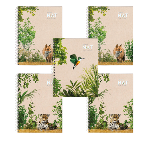 Spiral Notepad 8.7x11.5", Unbleached Sugarcane Paper, Perforated, Assorted Covers, 5-Pack